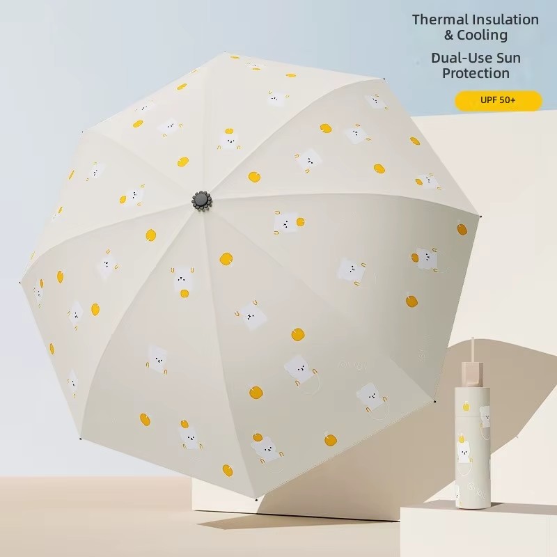 Guarda-chuva dobrável de urso de desenho animado de 8 costelas