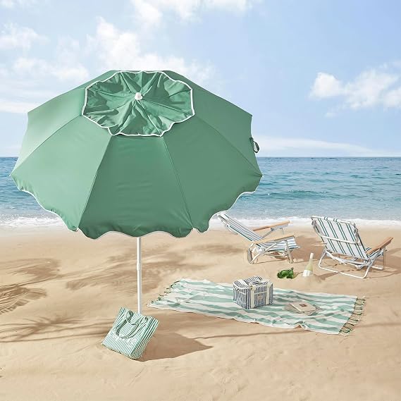 Guarda-chuva de praia verde vintage 2,2M