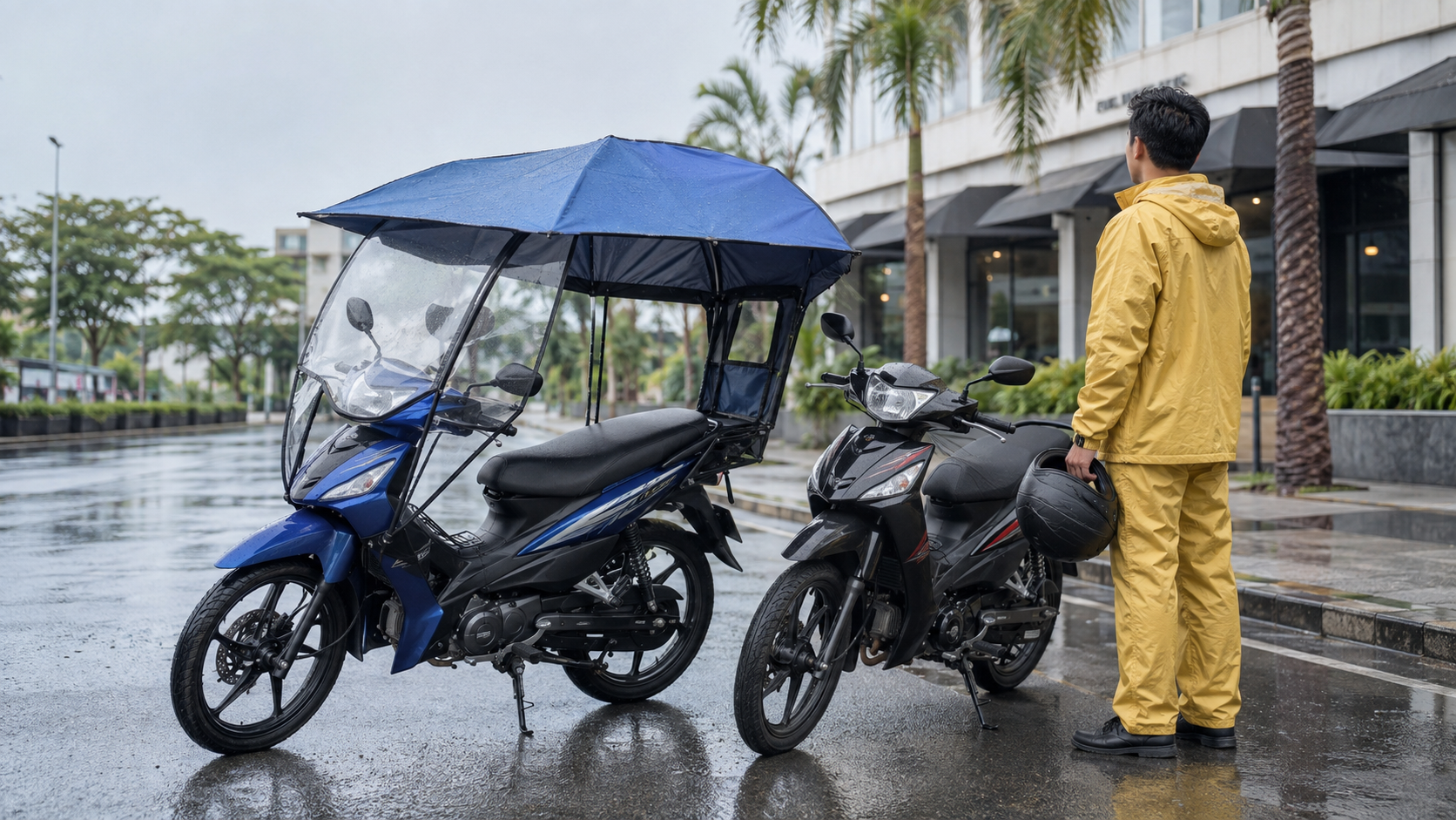 Dossel de guarda-chuva para motocicleta versus roupa de chuva: o que funciona melhor?