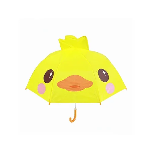 Guarda-chuva infantil de pato amarelo 3D de 21 polegadas