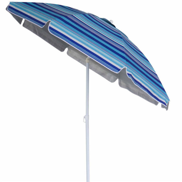 Guarda-sol de praia externo listrado azul de 6,5 pés