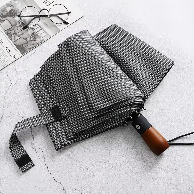 Guarda-chuva dobrável clássico com padrão xadrez Houndstooth