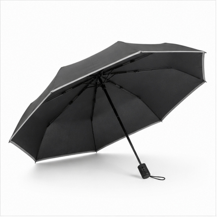 Guarda-chuva dobrável automático personalizado de 21 polegadas com acabamento reflexivo