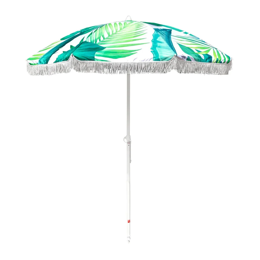 Guarda-chuva de praia ventilado personalizado de 220 cm com haste de eixo helicoidal de inclinação e areia
