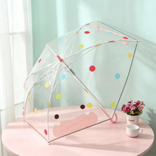 Guarda-chuva infantil transparente com orelha 3D fofo