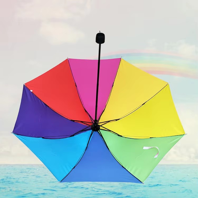 Guarda-chuva arco-íris portátil de 3 dobras