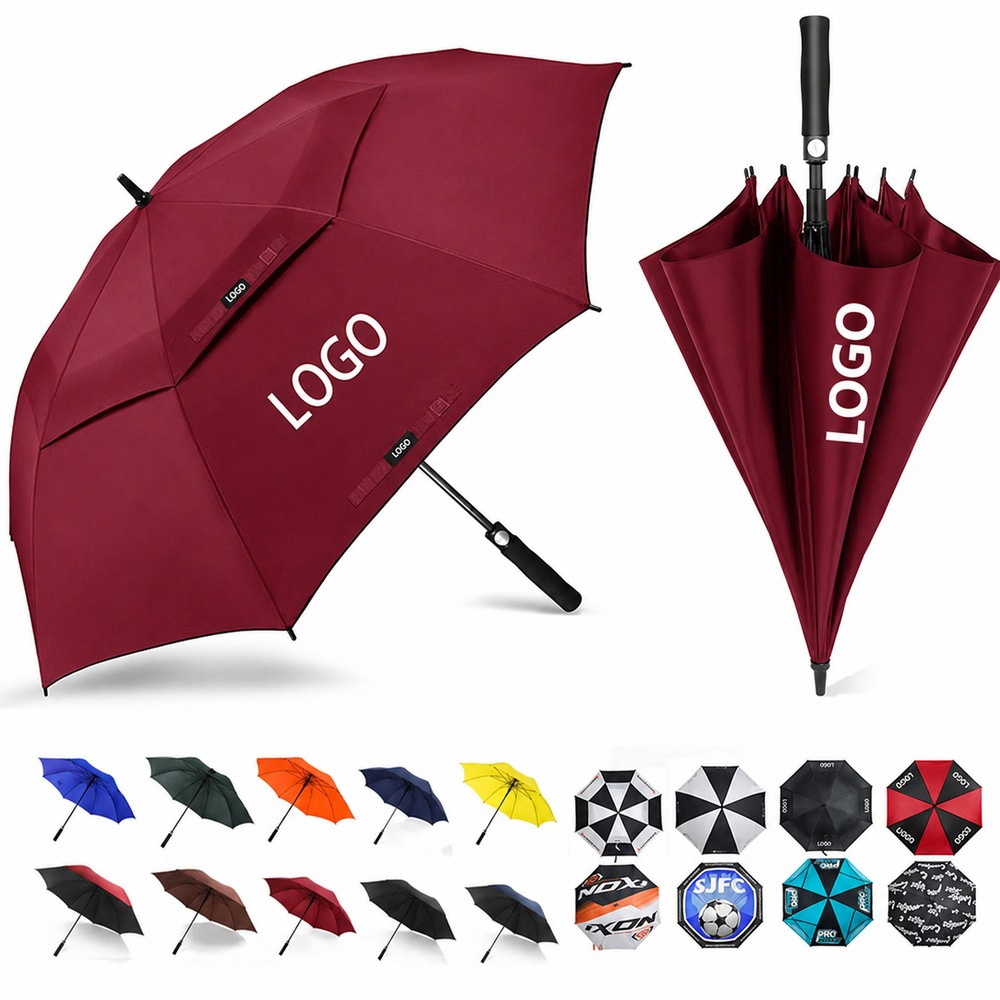 Guarda-chuva de golfe ventilado de um toque no atacado com logotipo personalizado